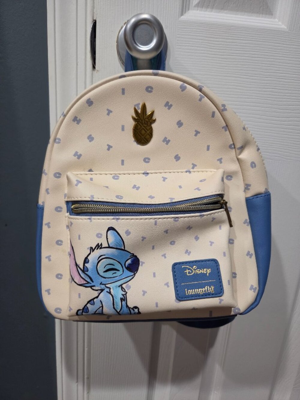 Disney Loungefly Lilo & Stitch Letters & Pineapple Mini Backpack Blue Cream